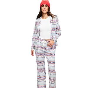 Old Navy Printed Flannel Pajama Pant Set Festive Fair Isle Womens Large Tall